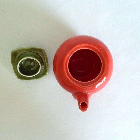 65/45 VINTAGE JAPANESE JAPAN PORCELAIN MINI CANTALOUPE FRUIT TEAPOT & LEAF (NEW) - Picture 3 of 13